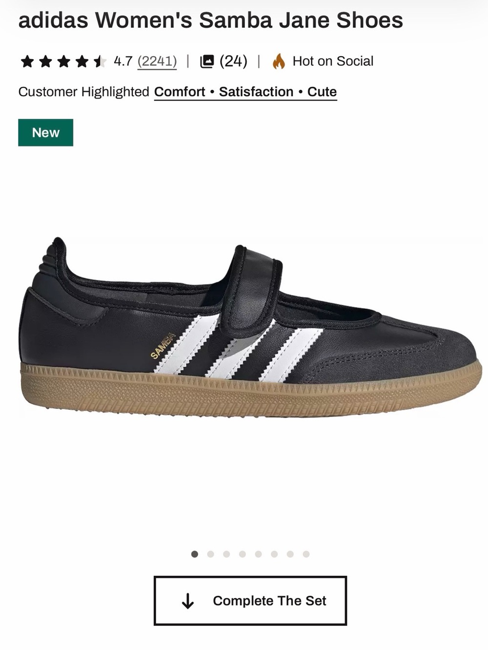 Women’s Adidas Mary Jane Sneakers with White Stripes - Picture 6 of 6